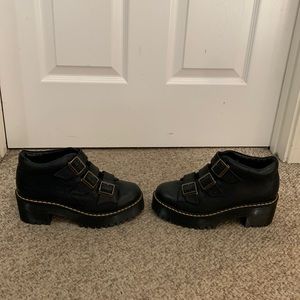 Dr Martens black leather Coppola 3 strap platform Coppola loafer shoes sz 7